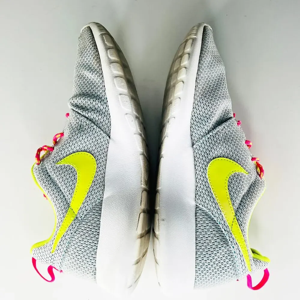 Nike Roshe One Running Sneakers Shoes Grey Yellow Pink Women 8 / Youth 6.5